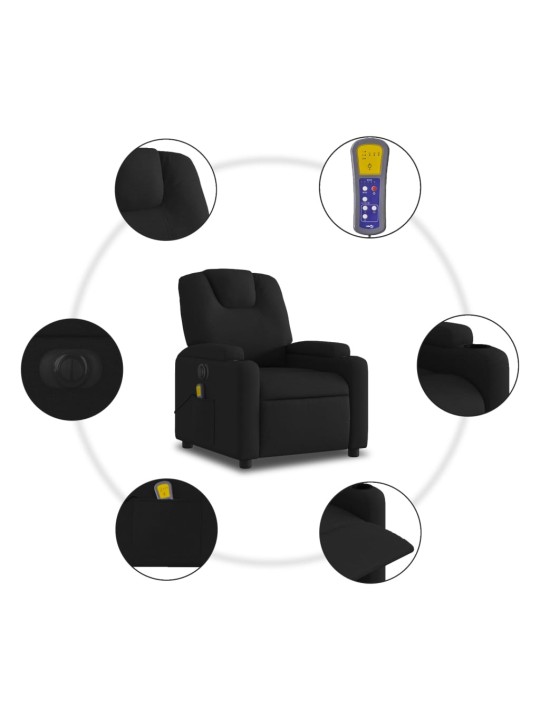 Elektrické masážní polohovací křeslo černé textil