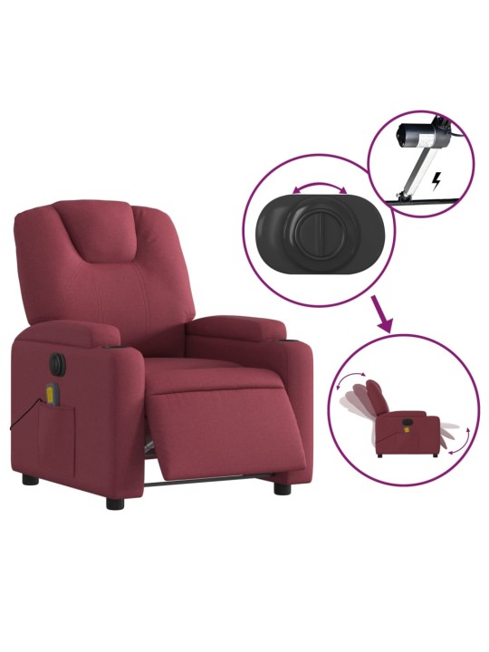 Elektrické masážní polohovací křeslo vínové textil
