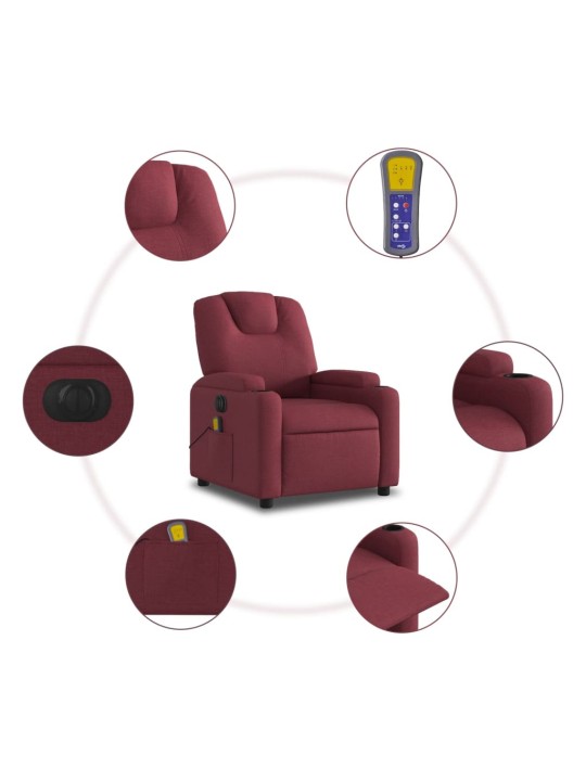 Elektrické masážní polohovací křeslo vínové textil