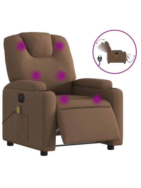 Elektrické masážní polohovací křeslo hnědé textil