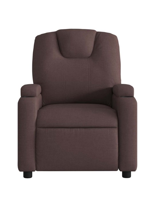 Elektrické masážní polohovací křeslo tmavě hnědé textil