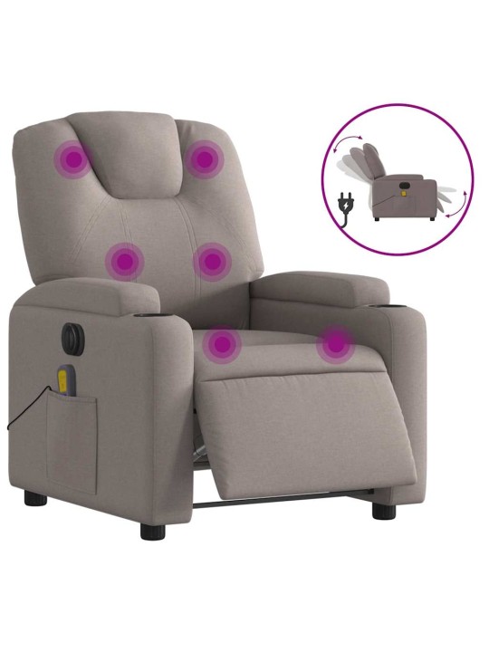 Elektrické masážní polohovací křeslo taupe textil
