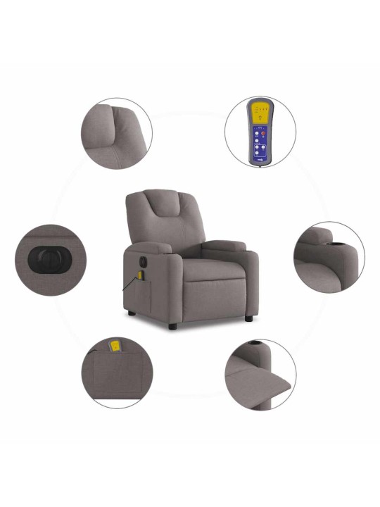 Elektrické masážní polohovací křeslo taupe textil