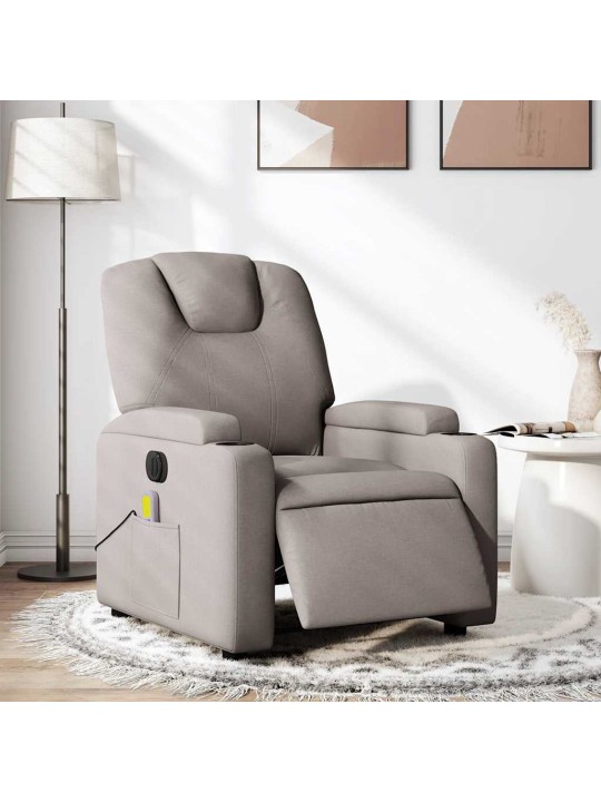 Elektrické masážní polohovací křeslo taupe textil