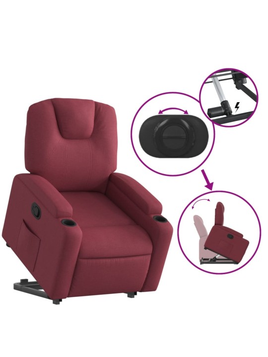 Zvedací polohovací křeslo vínové textil
