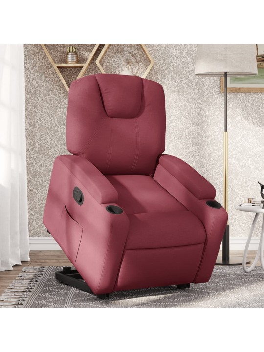 Zvedací polohovací křeslo vínové textil