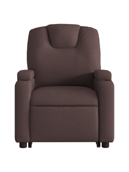 Zvedací polohovací křeslo tmavě hnědé textil