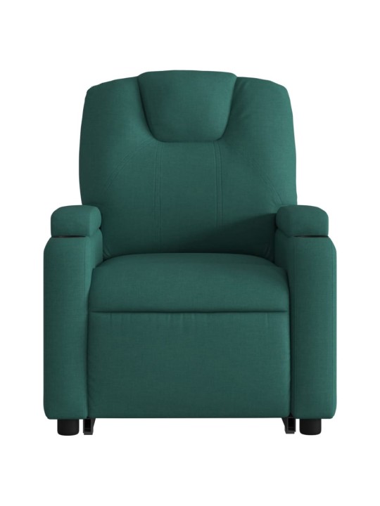 Zvedací polohovací křeslo tmavě zelené textil