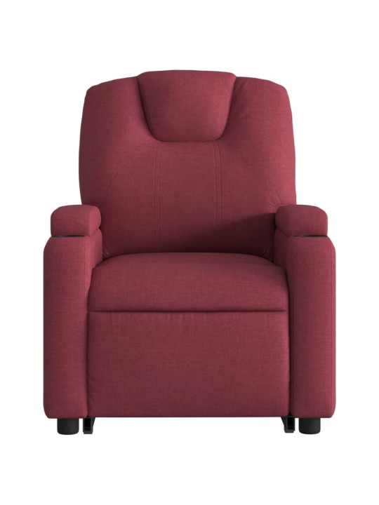 Zvedací masážní polohovací křeslo vínové textil