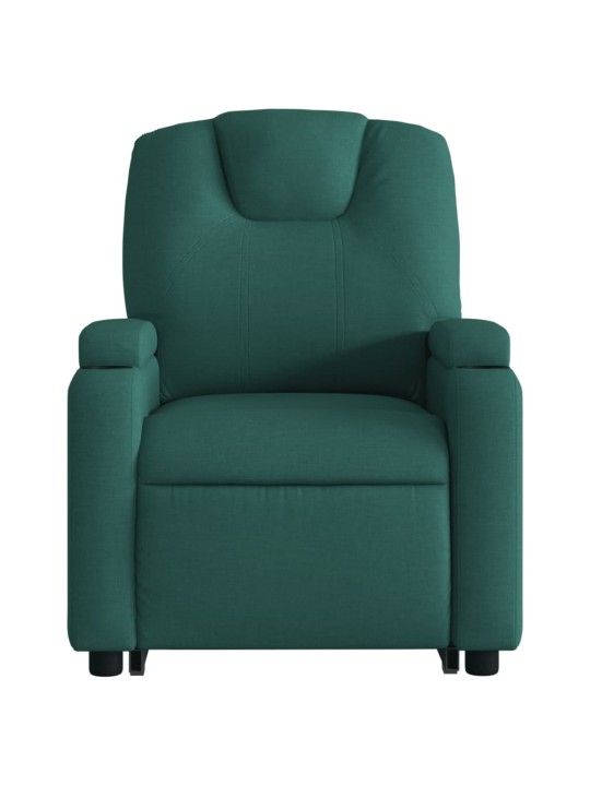 Zvedací masážní polohovací křeslo tmavě zelené textil