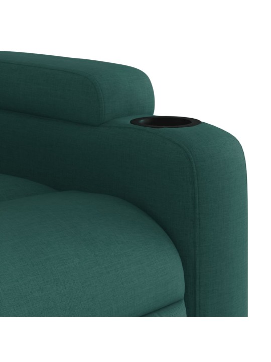Zvedací masážní polohovací křeslo tmavě zelené textil