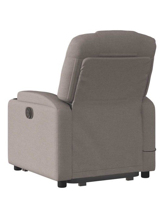 Zvedací masážní polohovací křeslo taupe textil