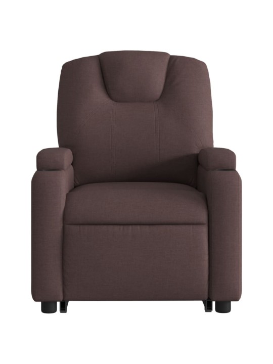 Elektrické zvedací polohovací křeslo tmavě hnědé textil