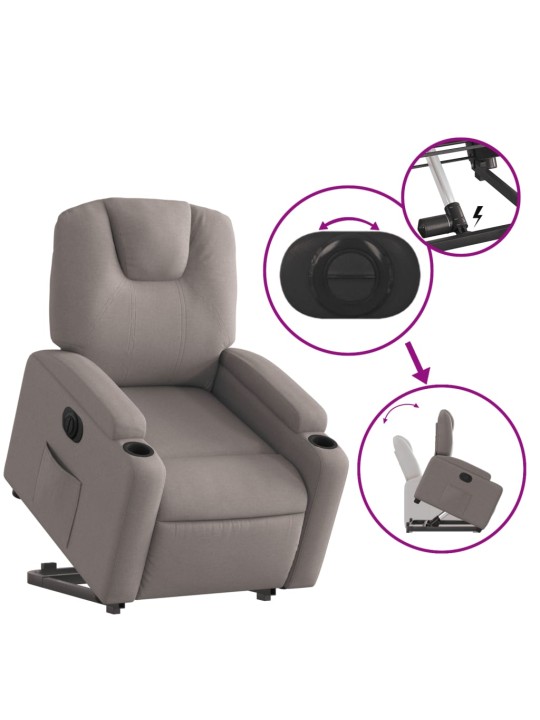 Elektrické zvedací polohovací křeslo taupe textil