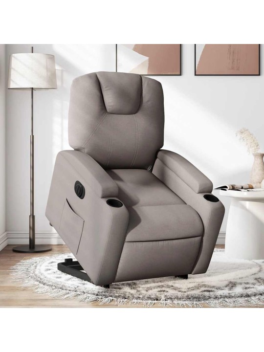 Elektrické zvedací polohovací křeslo taupe textil