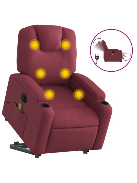 Elektrické zvedací masážní polohovací křeslo vínové textil