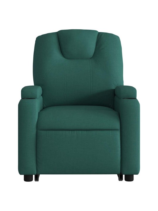 Elektrické zvedací masážní polohovací křeslo zelené textil