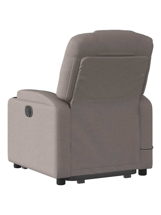 Elektrické zvedací masážní polohovací křeslo taupe textil