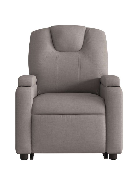 Elektrické zvedací masážní polohovací křeslo taupe textil
