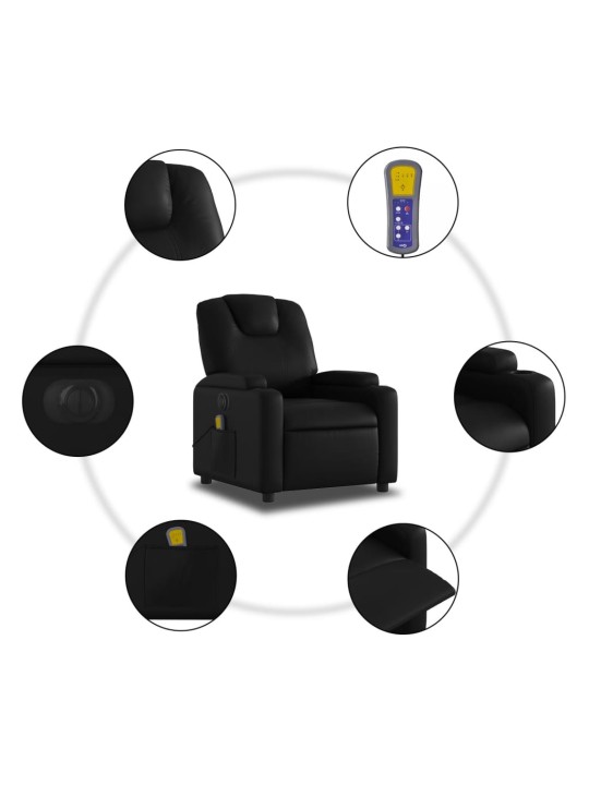 Elektrické masážní polohovací křeslo černé umělá kůže