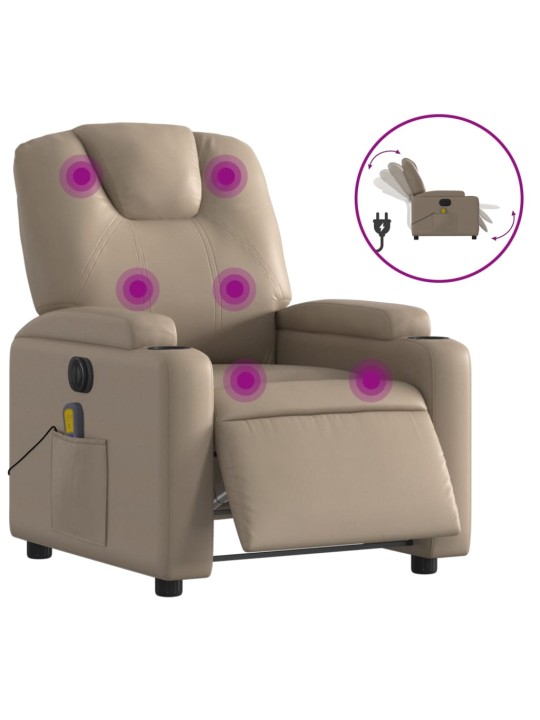 Elektrické masážní polohovací křeslo cappuccino umělá kůže