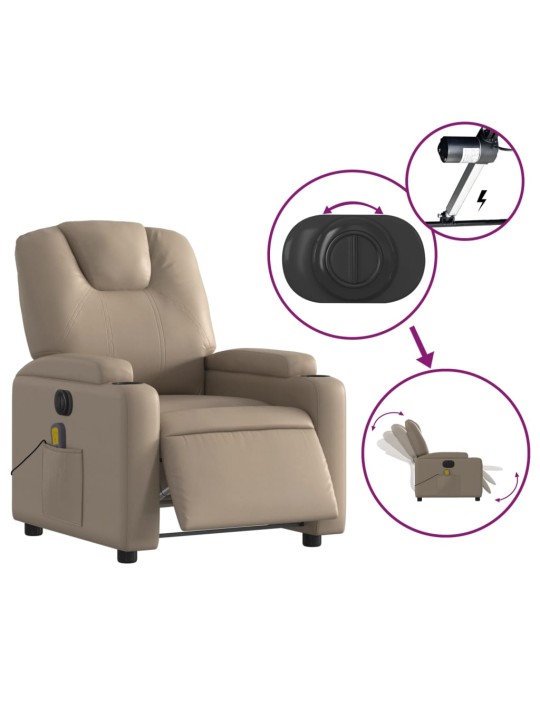Elektrické masážní polohovací křeslo cappuccino umělá kůže