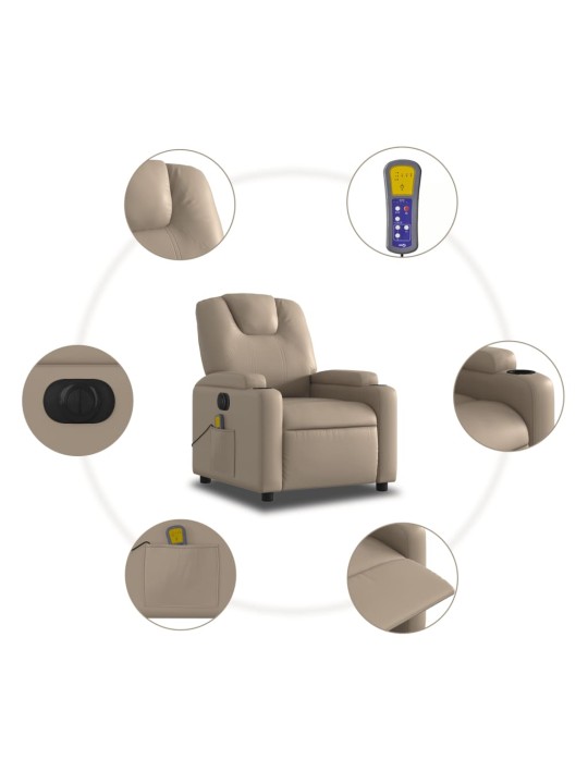 Elektrické masážní polohovací křeslo cappuccino umělá kůže