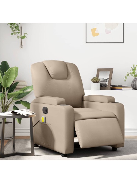 Elektrické masážní polohovací křeslo cappuccino umělá kůže