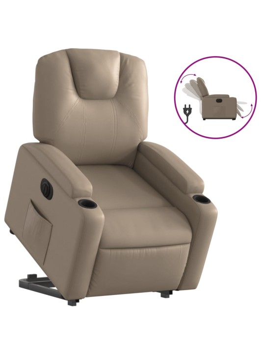 Elektrické zvedací polohovací křeslo cappuccino umělá kůže