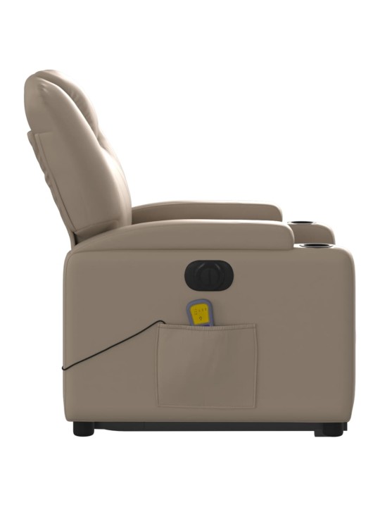 Elektrické zvedací masážní polohovací křeslo cappuccino koženka