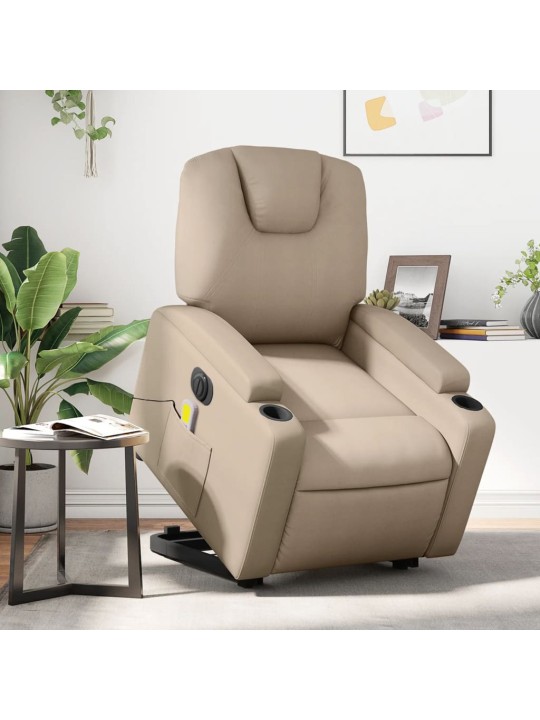 Elektrické zvedací masážní polohovací křeslo cappuccino koženka