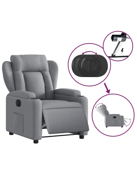 Elektrické polohovací křeslo světle šedé textil