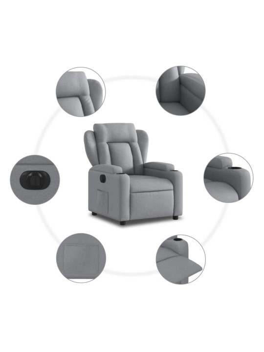 Elektrické polohovací křeslo světle šedé textil