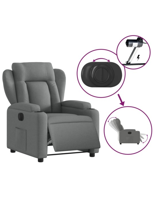 Elektrické polohovací křeslo tmavě šedé textil