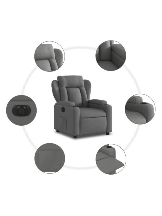 Elektrické polohovací křeslo tmavě šedé textil