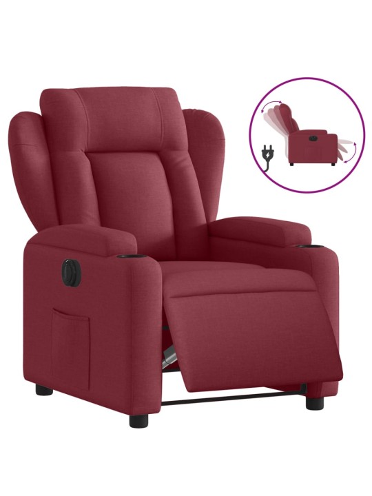Elektrické polohovací křeslo vínové textil
