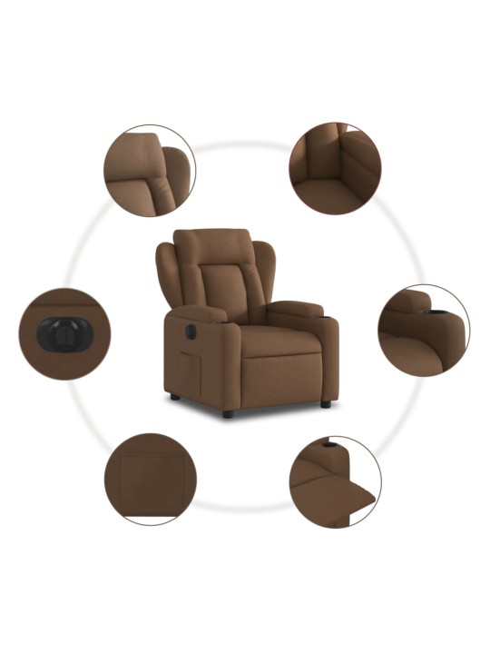 Elektrické polohovací křeslo hnědé textil
