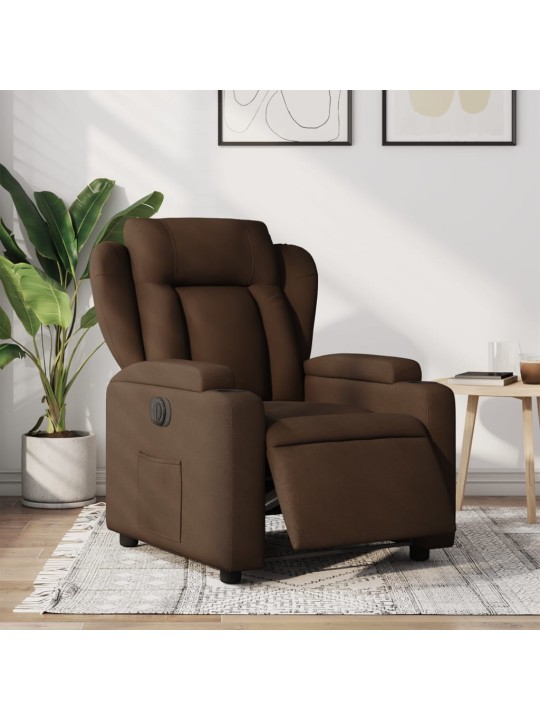 Elektrické polohovací křeslo hnědé textil