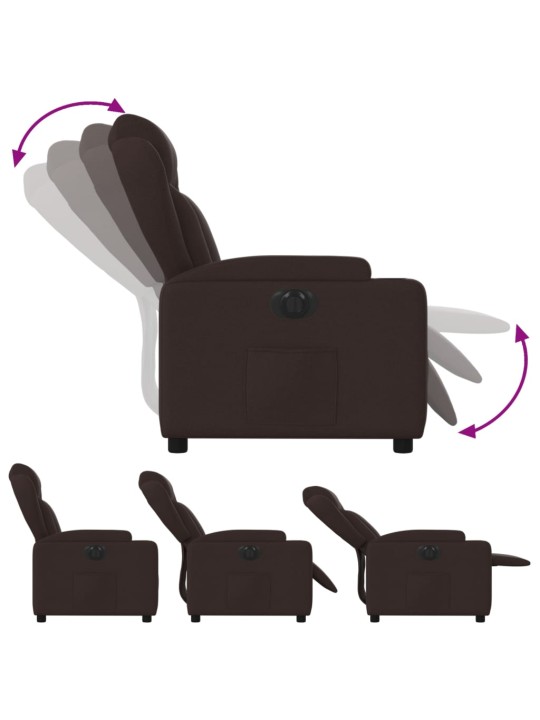 Elektrické polohovací křeslo tmavě hnědé textil