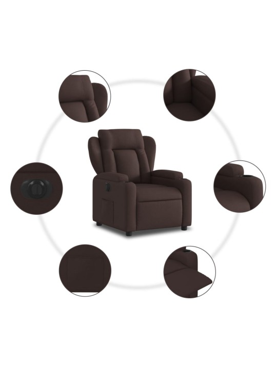 Elektrické polohovací křeslo tmavě hnědé textil