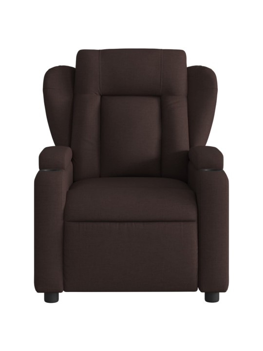 Elektrické polohovací křeslo tmavě hnědé textil