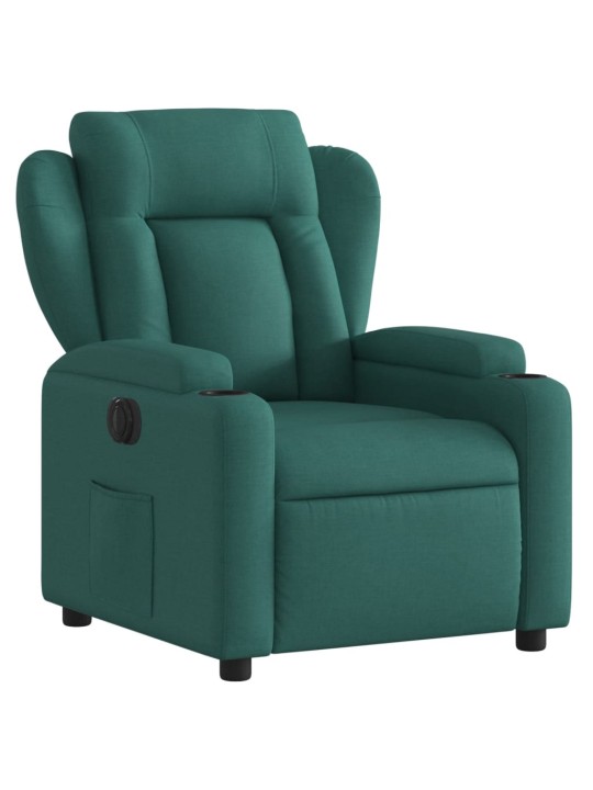Elektrické polohovací křeslo tmavě zelené textil