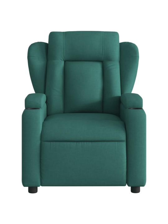 Elektrické polohovací křeslo tmavě zelené textil