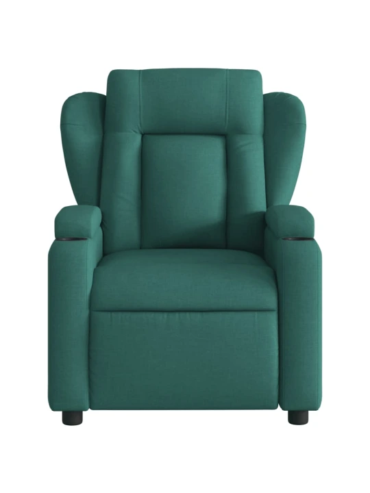 Elektrické polohovací křeslo tmavě zelené textil