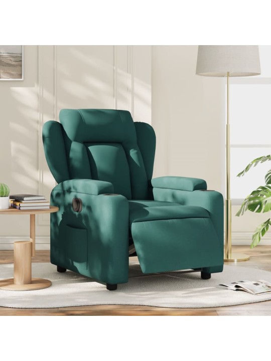 Elektrické polohovací křeslo tmavě zelené textil
