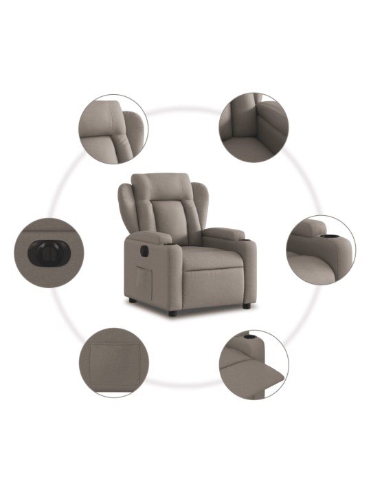 Elektrické polohovací křeslo taupe textil
