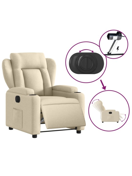 Elektrické polohovací křeslo krémové textil