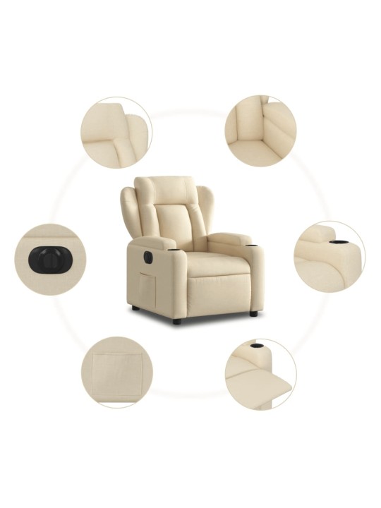 Elektrické polohovací křeslo krémové textil