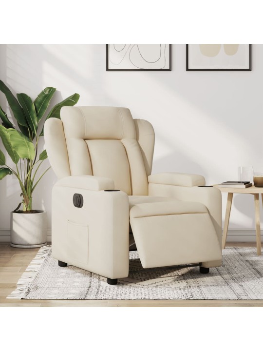 Elektrické polohovací křeslo krémové textil