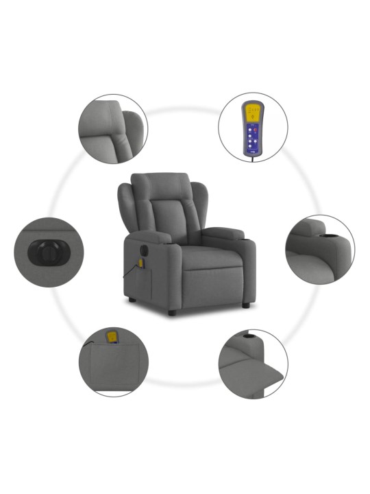 Elektrické masážní polohovací křeslo tmavě šedé textil